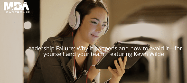 MDA Leadership Webinar image of woman wearing headphones watching a webinar on a tablet.