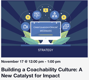 Graphic promoting Chief Learning Officer Webinar